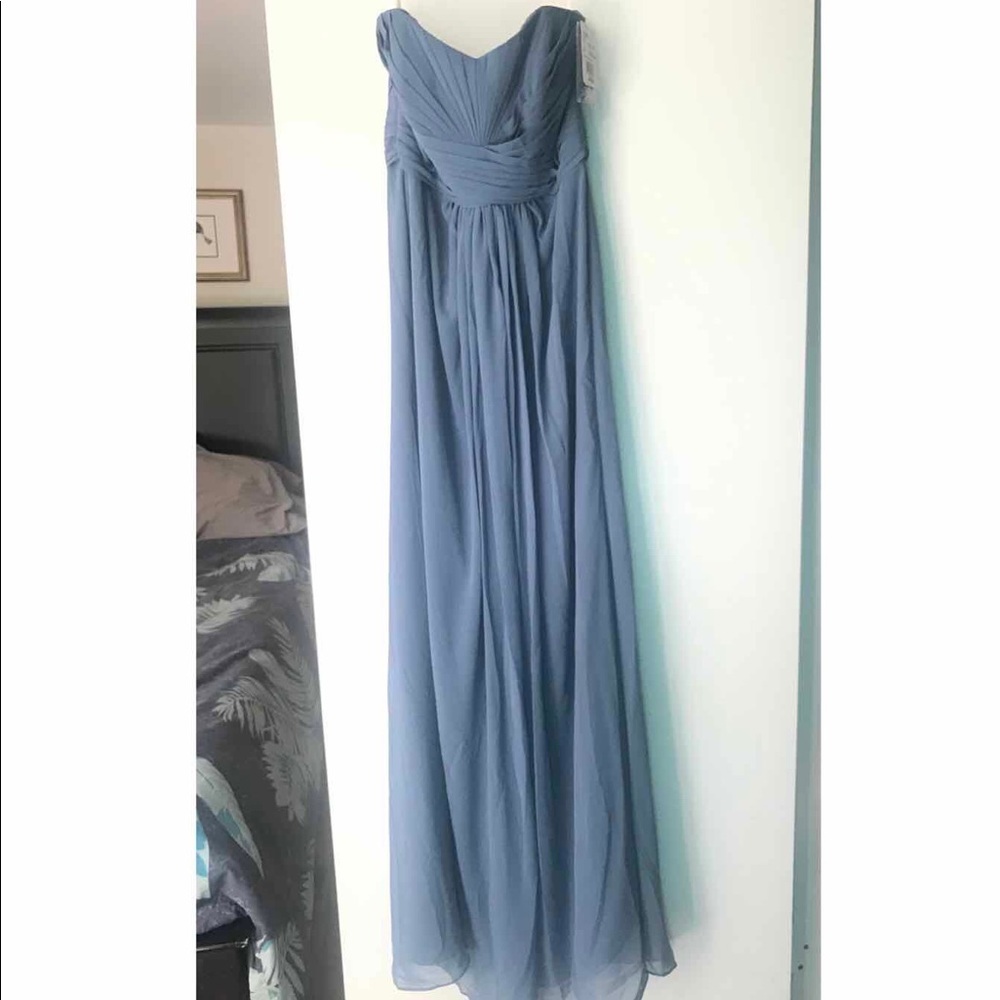 NWT David’s Bridal blue steel bridesmaid dress